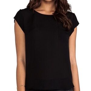 NWT Milly Cap Sleeve Black Top, size M